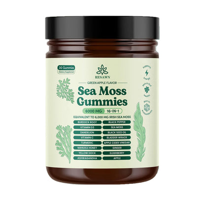 RESAWN Sea Moss 16-in-1 Gummies – 6,000 mg Supplement | Immune Support, Gut Health & Metabolism