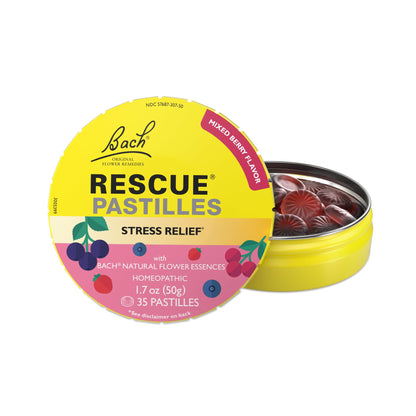RESCUE Bach Pastilles – Mixed Berry Flavor, 35 Count | Stress Relief Lozenges