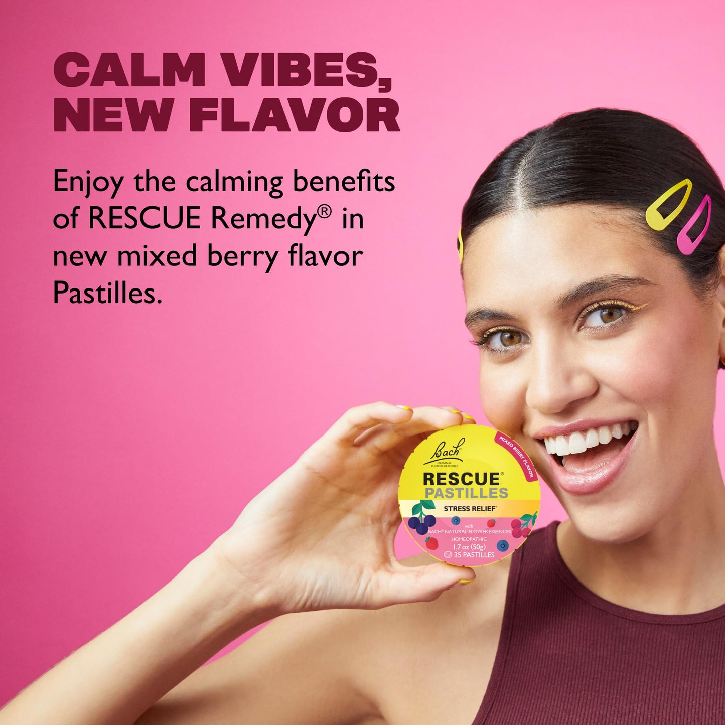 RESCUE Bach Pastilles – Mixed Berry Flavor, 35 Count | Stress Relief Lozenges