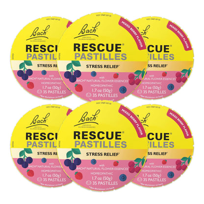 RESCUE Bach PASTILLES Mixed Berry – Stress Relief Lozenges (6 Pack)