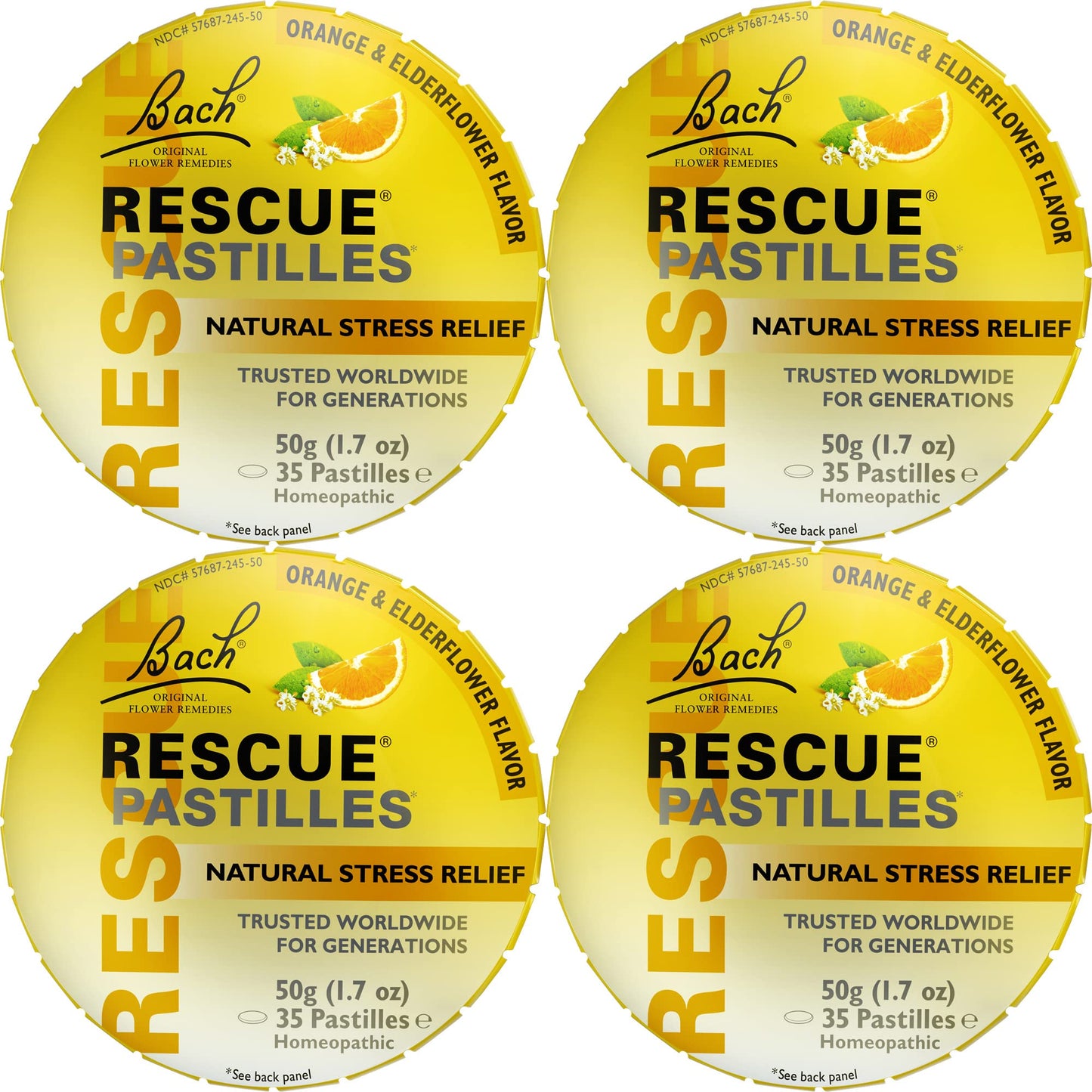 RESCUE Bach Pastilles – Orange & Elderflower Stress Relief Lozenges (4 Count)