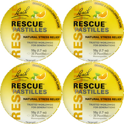 RESCUE Bach Pastilles – Orange & Elderflower Stress Relief Lozenges (4 Count)