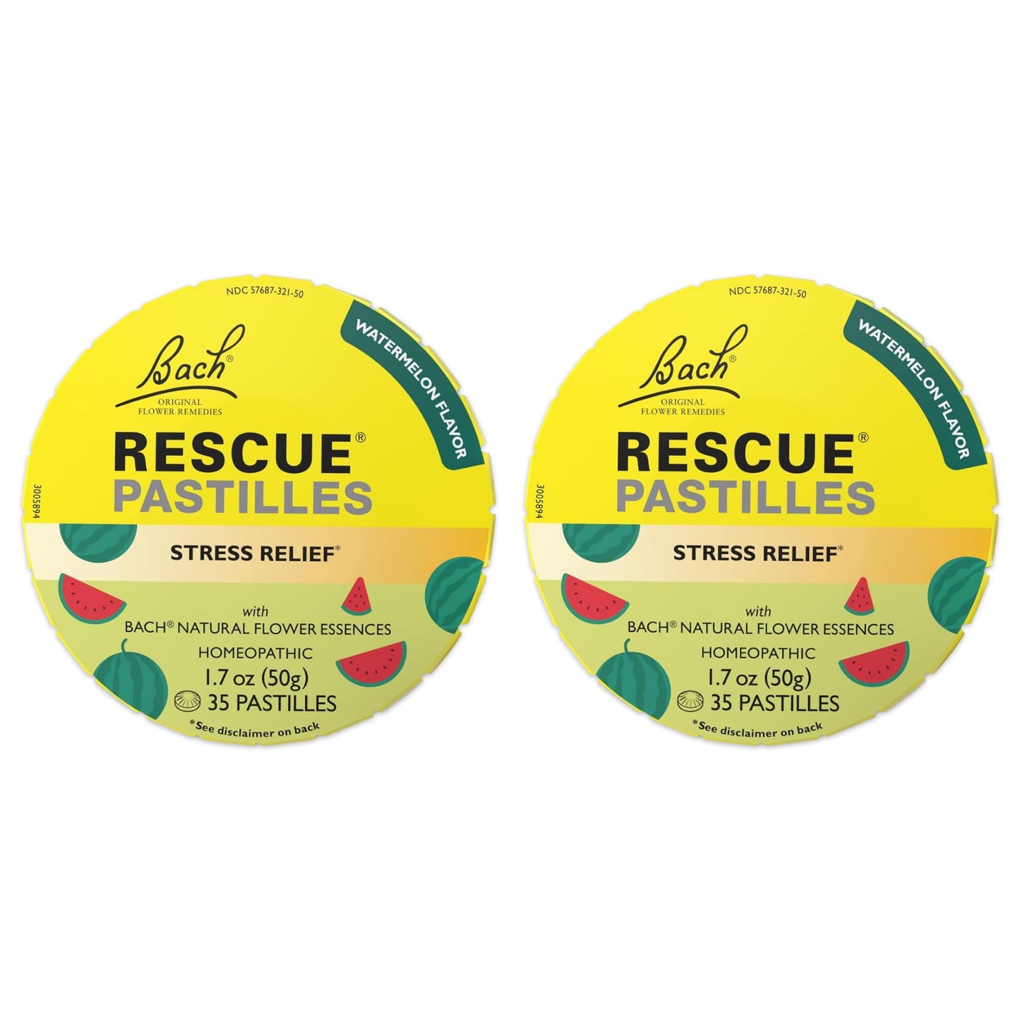 RESCUE Bach PASTILLES Watermelon Flavor – Stress Relief Lozenges (2 Pack)