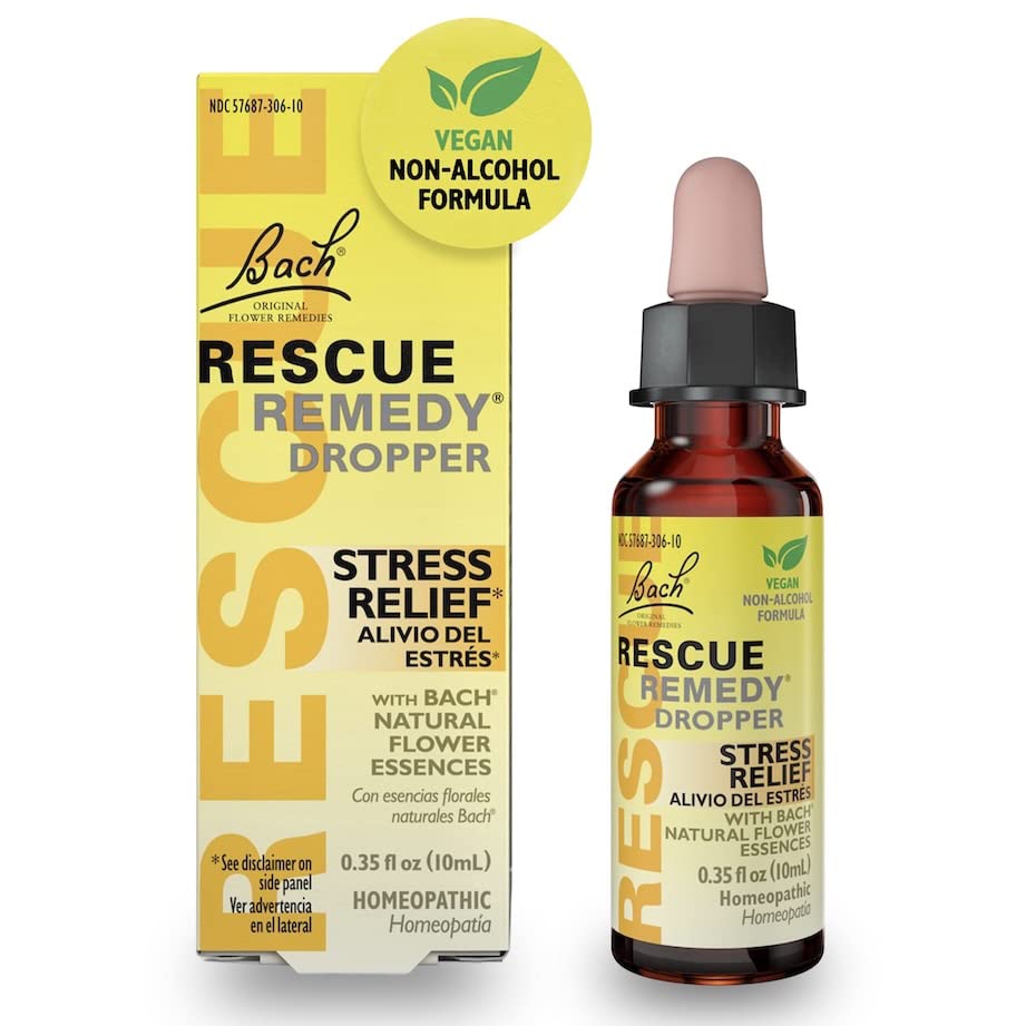 RESCUE Bach Remedy Dropper 10mL – Natural Stress Relief, Vegan, Non-Alcohol Formula