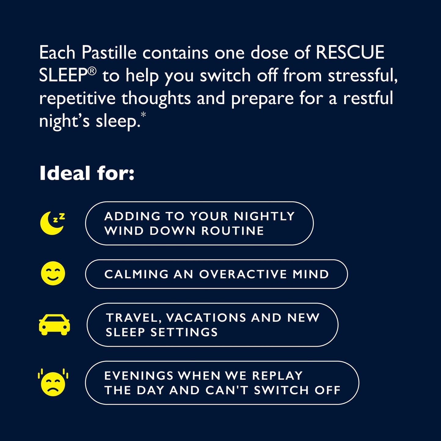RESCUE Bach Sleep Pastilles – Melatonin-Free Black Currant Nighttime Lozenges (6 Pack)