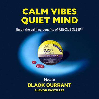RESCUE Bach Sleep Pastilles – Melatonin-Free Black Currant Nighttime Lozenges (6 Pack)