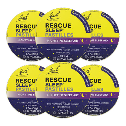 RESCUE Bach Sleep Pastilles – Melatonin-Free Black Currant Nighttime Lozenges (6 Pack)