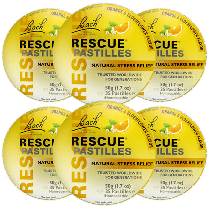 RESCUE Bach Pastilles – Orange and Elderflower Stress Relief Lozenges, 6 Count
