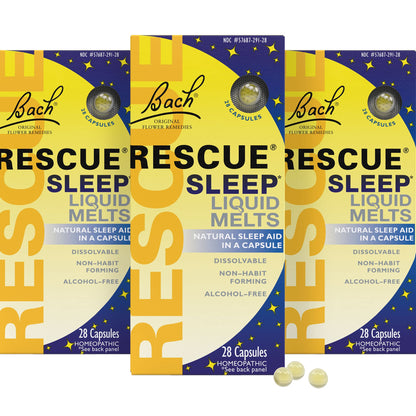 RESCUE Sleep Liquid Melts - No Melatonin, Natural Orange Vanilla, 3 Pack (28 Count Each)
