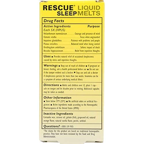 RESCUE SLEEP Liquid Melts – Natural Sleep Aid & Stress Relief (6 Packs, 28 CT Each) | RESCUE