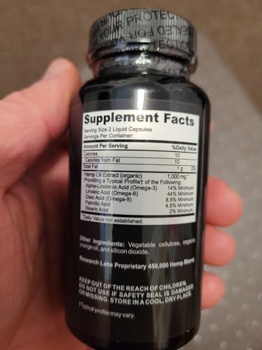 Research Labs Premium Hemp Capsules – 450,000mg, 2-for-1 Organic Oil