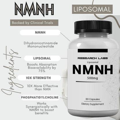 Research Labs Liposomal NMNH 500mg | 60 Capsules | NAD+ Anti-Aging Booster