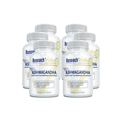 Research Verified Ashwagandha 1500mg with Bioperine & Ginger | 60 Vegan Capsules