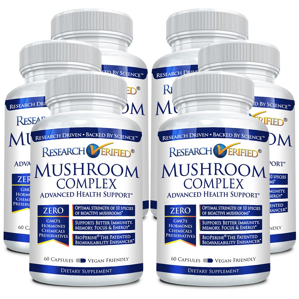 Research Verified Mushroom Complex - Immune Support, Antioxidants & Cognitive Function | 360 Vegan Capsules