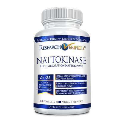 Research Verified Nattokinase 4000 FU – Circulatory Support – BioPerine – No Vitamin K2 – 60 Capsules