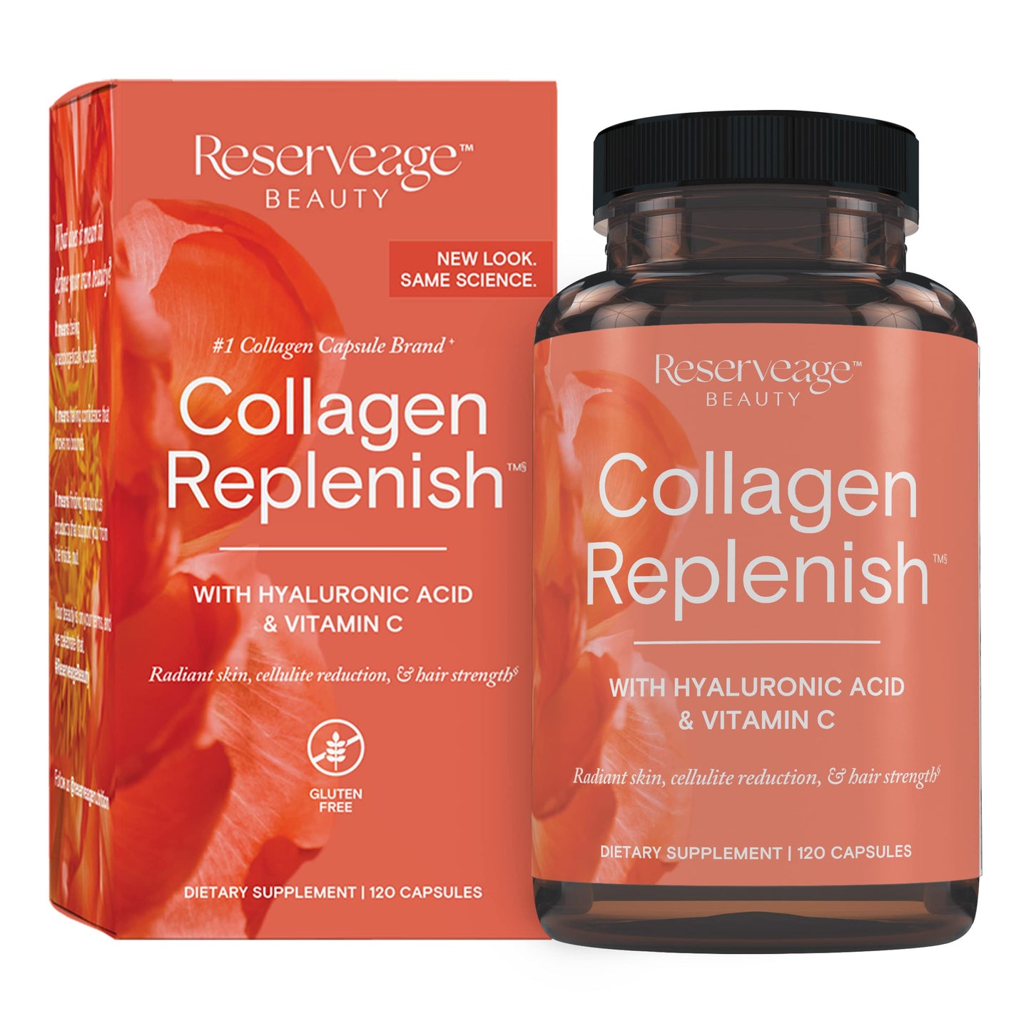 Reserveage Beauty Collagen Replenish - Collagen Booster & Supplement for Healthy Skin, Hair Growth | 120 Capsules (30 Servings)