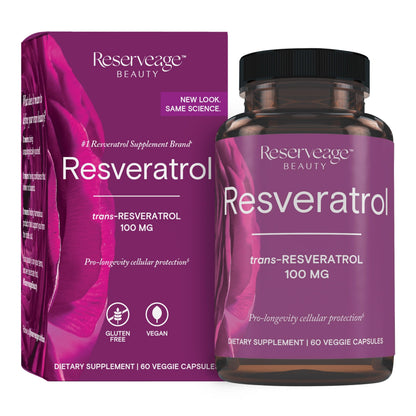 Reserveage Beauty Resveratrol 100 mg – Antioxidant for Heart & Cellular Health | 60 Capsules