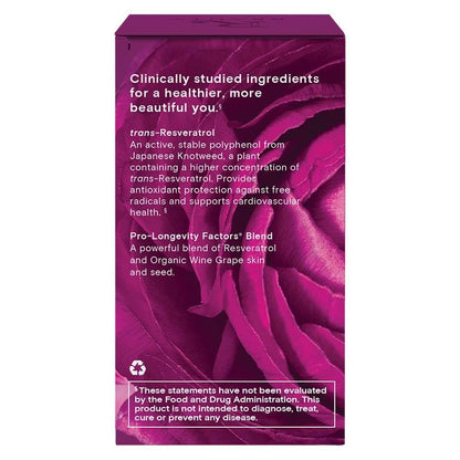 Reserveage Beauty Resveratrol 100 mg – Antioxidant for Heart Health, Cellular Health, and Healthy Aging | 30 Capsules, Paleo & Keto