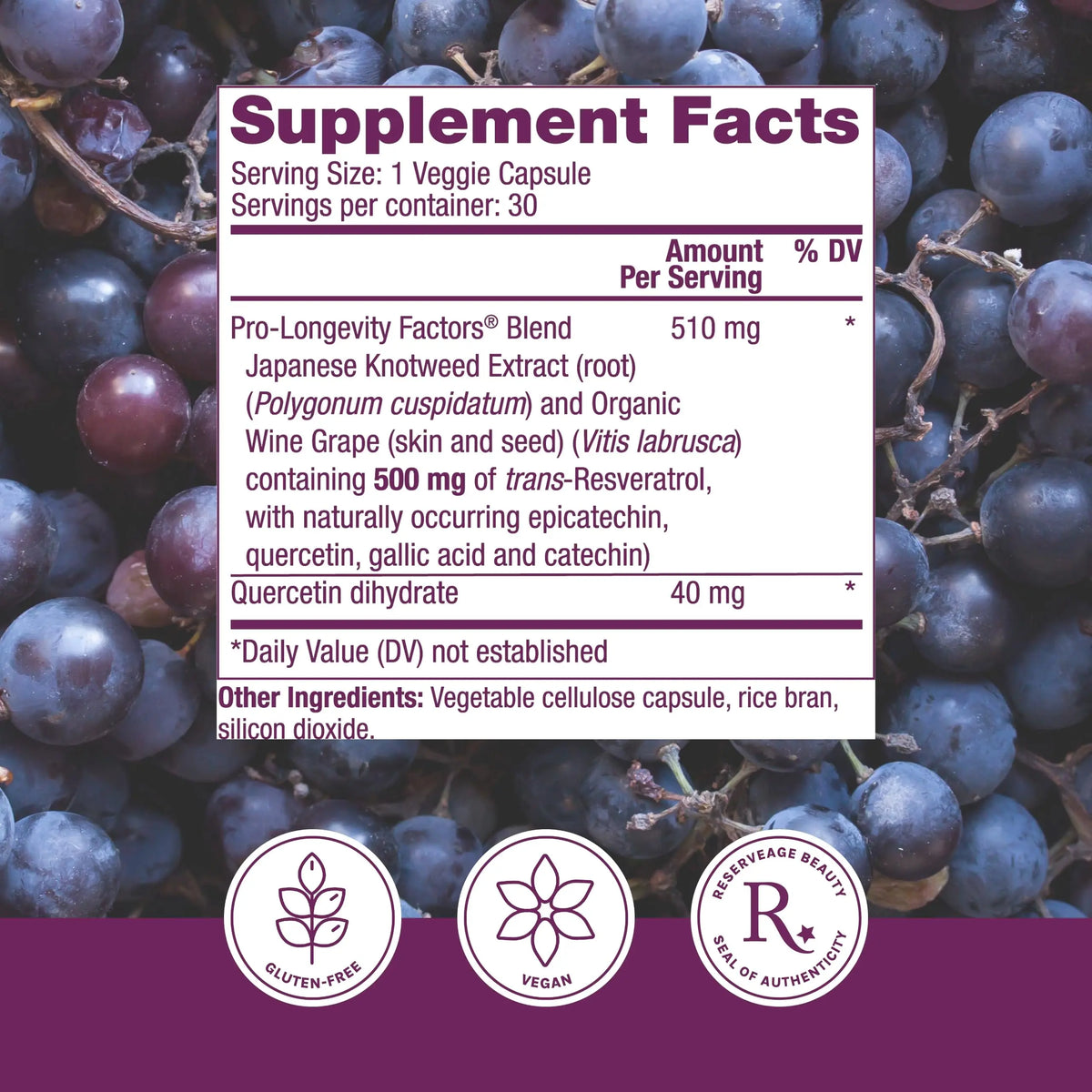 Reserveage Beauty Resveratrol 500 mg — Antioxidant Support for Heart & Aging BritishVita | Premium UK Vitamins & Wellness Supplements