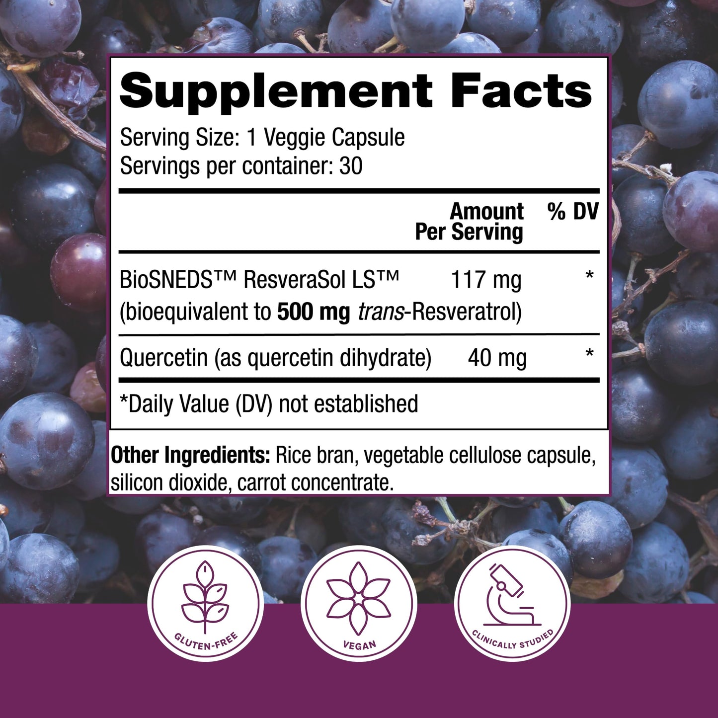 Reserveage Beauty Resveratrol Plus+ 500 mg – Rapid-Release Capsules (Gluten-Free & Vegan)