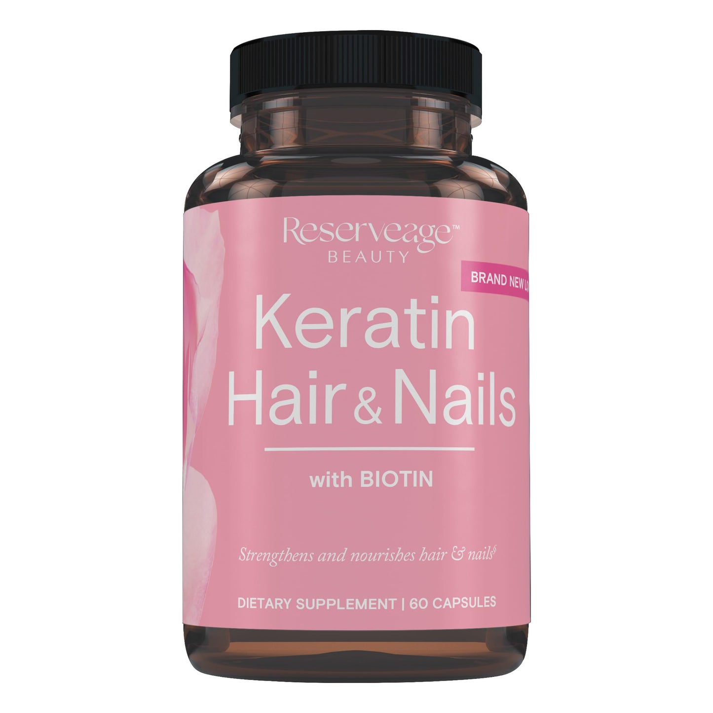 Reserveage Keratin Hair Booster with Biotin - Keratin, Biotin & Resveratrol, 60 Capsules