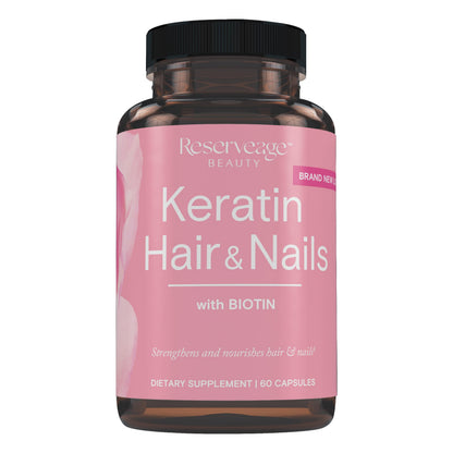 Reserveage Keratin Hair Booster with Biotin - Keratin, Biotin & Resveratrol, 60 Capsules