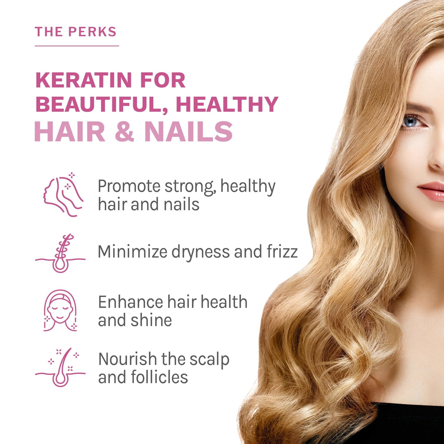 Reserveage Keratin Hair Booster with Biotin - Keratin, Biotin & Resveratrol, 60 Capsules