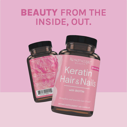 Reserveage Keratin Hair Booster with Biotin - Keratin, Biotin & Resveratrol, 60 Capsules