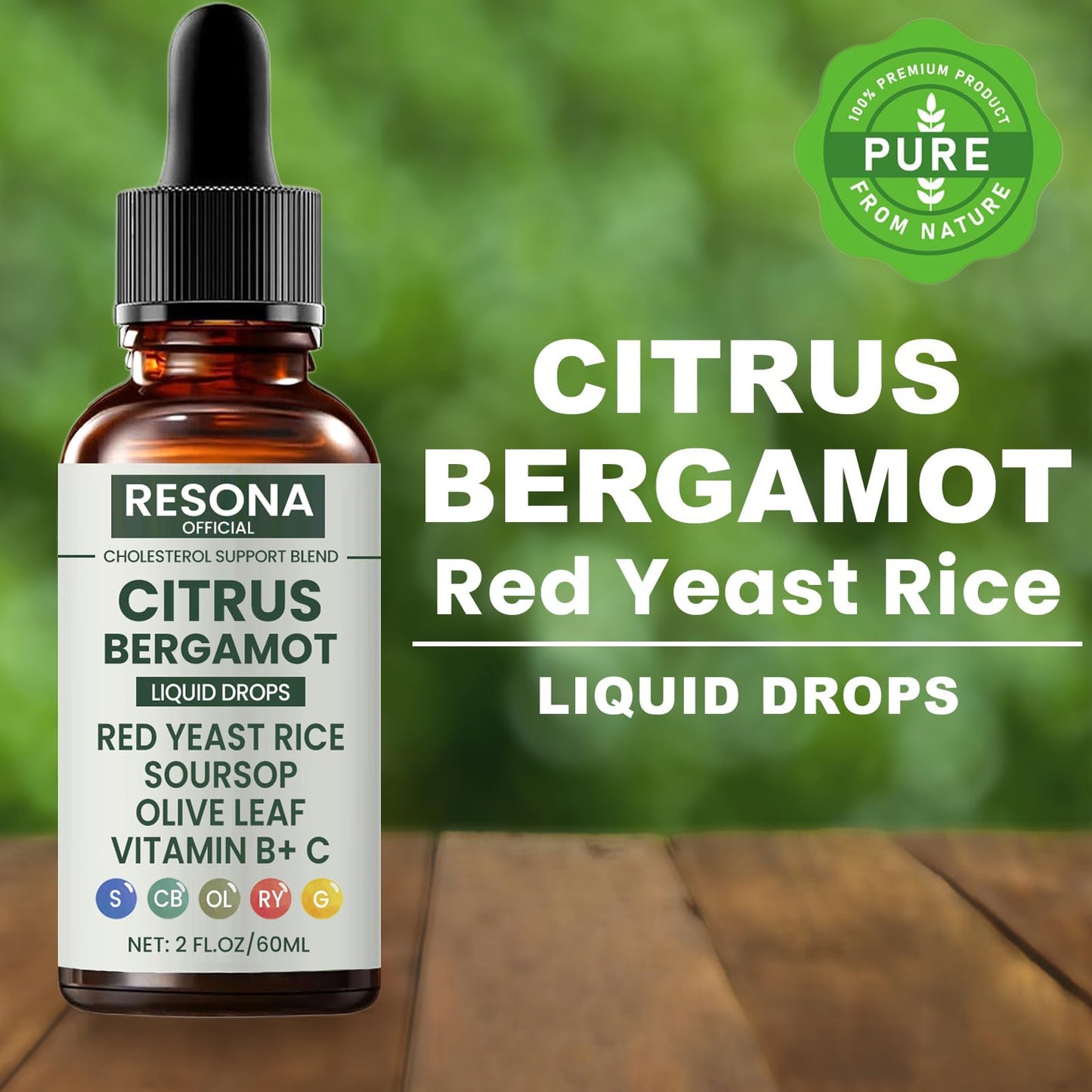 Resona Red Yeast Rice Cleanse - Citrus Bergamot Cholesterol Support Blend 2OZ