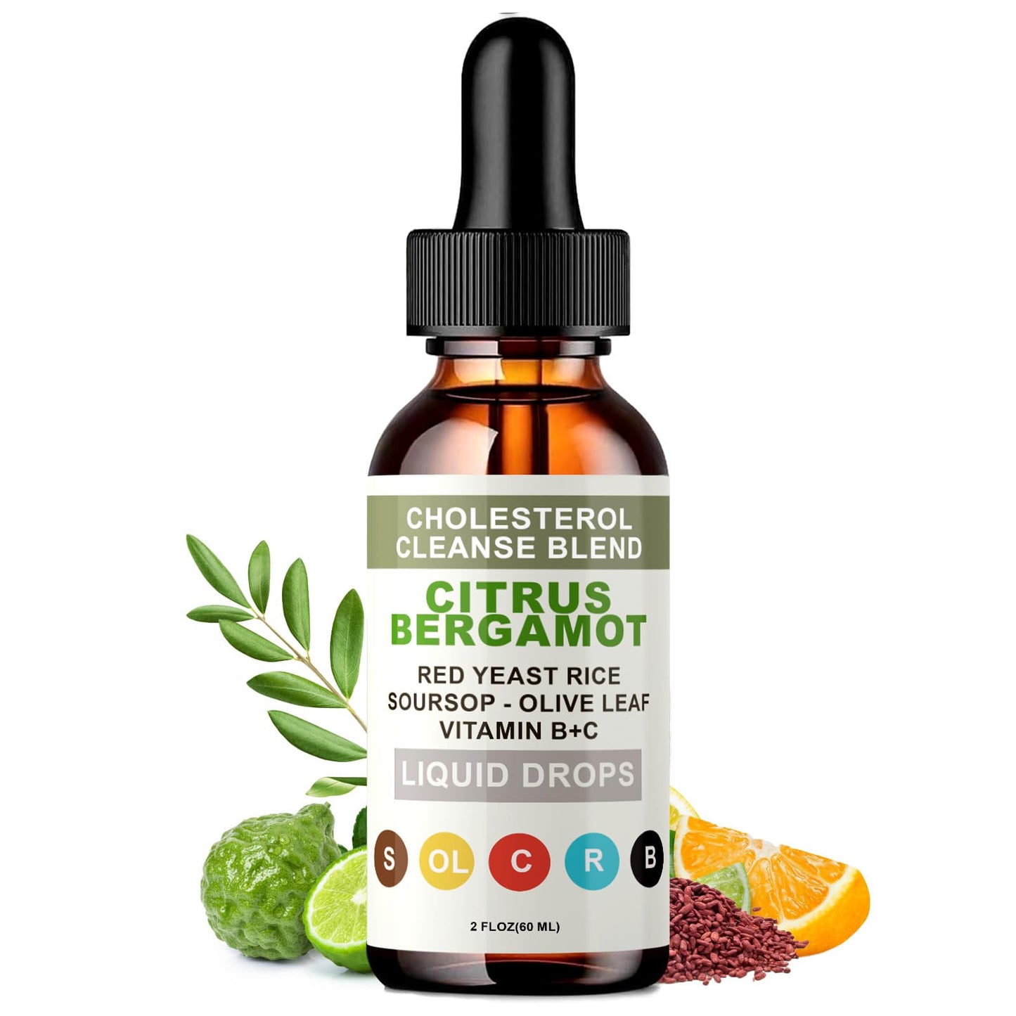 RESONA Red Yeast Rice Drops – High-Absorption Cholesterol Support with Citrus Bergamot, Olive Leaf & Soursop | Vegan, Non-GMO – 2 fl oz