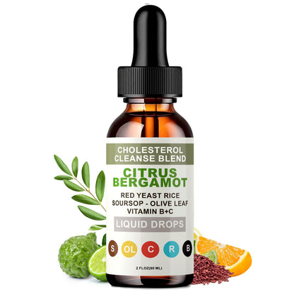 RESONA Red Yeast Rice Drops – High-Absorption Cholesterol Support with Citrus Bergamot, Olive Leaf & Soursop | Vegan, Non-GMO – 2 fl oz