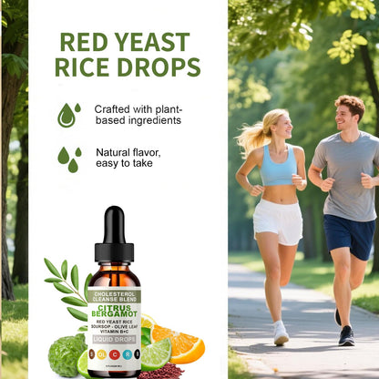 RESONA Red Yeast Rice Drops – High-Absorption Cholesterol Support with Citrus Bergamot, Olive Leaf & Soursop | Vegan, Non-GMO – 2 fl oz