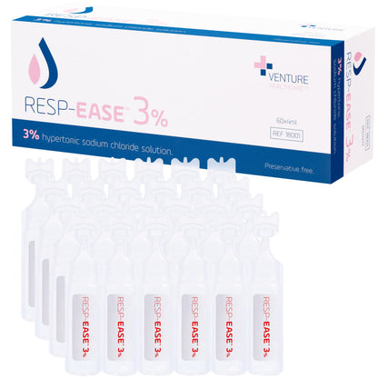 Resp-Ease 3% Saline Solution for Nebulizers and Nasal Cleansing – 240ml Bottle + 60x 4ml Ampoules