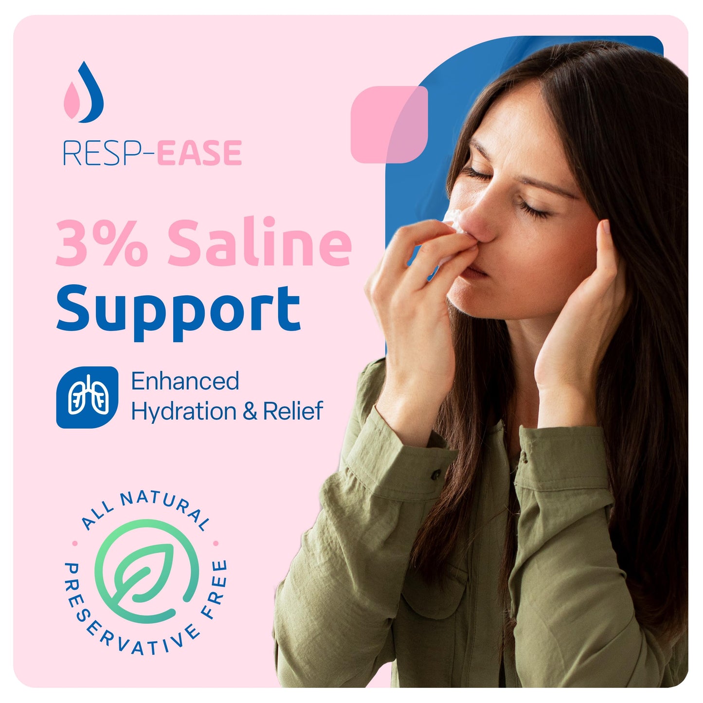 Resp-Ease 3% Saline Solution for Nebulizers and Nasal Cleansing – 240ml Bottle + 60x 4ml Ampoules