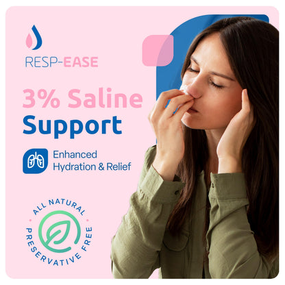 Resp-Ease 3% Saline Solution for Nebulizers and Nasal Cleansing – 240ml Bottle + 60x 4ml Ampoules