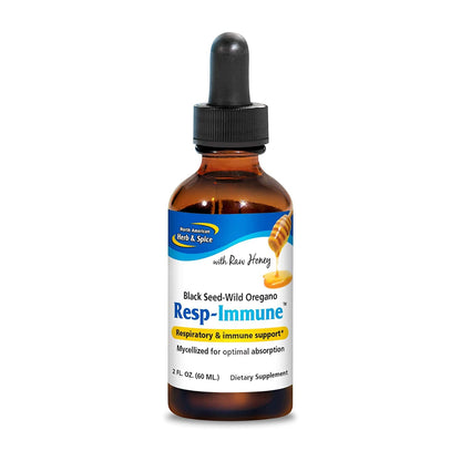 Resp-Immune 2 oz – Black Seed, Oregano P73 Oil & Raw Honey | North American Herb & Spice