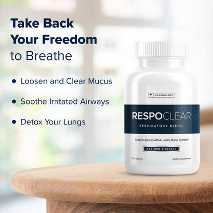 RespoClear 60 Caps – Herbal Respiratory Support, Lung Detox, Sinus Relief | NAC, Elderberry, Quercetin | GMO-Free, Made in USA