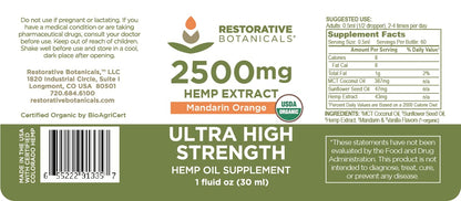 Restorative Botanicals Hemp Oil 2500mg Mandarin Orange - 60 Servings