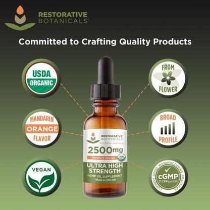 Restorative Botanicals Hemp Oil 2500mg Mandarin Orange - 60 Servings