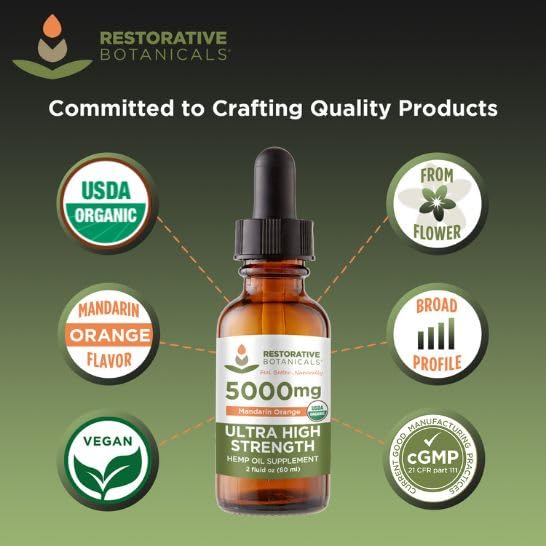 Restorative Botanicals Hemp Oil Drops 5000mg Mandarin Orange – USDA Organic
