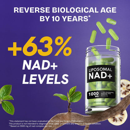 Resurrected Health Liposomal NAD Supplements for Women Resveratrol NAD + Supplement w/Berberine, Quercetin, Noni | Boosts NAD Anti-Aging, Bravfin Support, Gut Heath - 60 Capsules