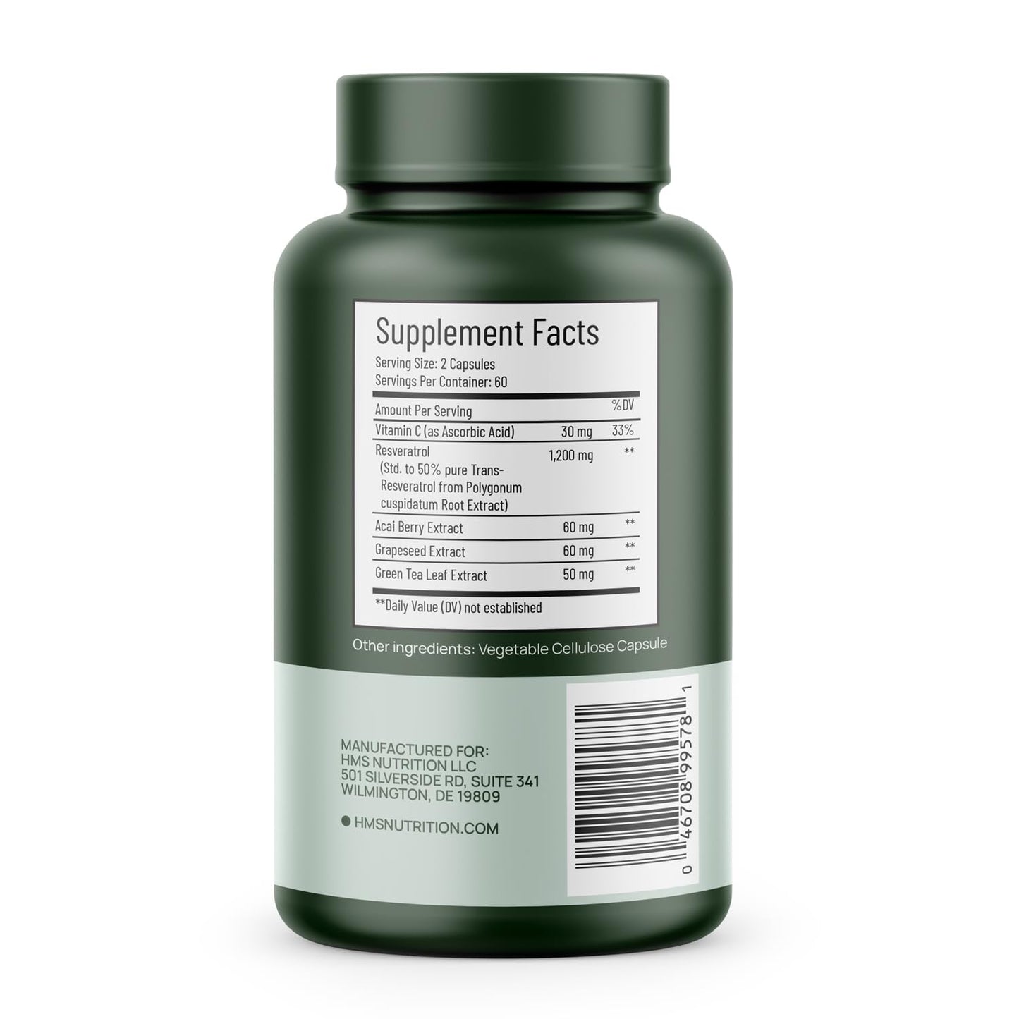 Resveratrol 1400mg 120 Capsules | High Potency Trans-Resveratrol, Antioxidants & Heart Health