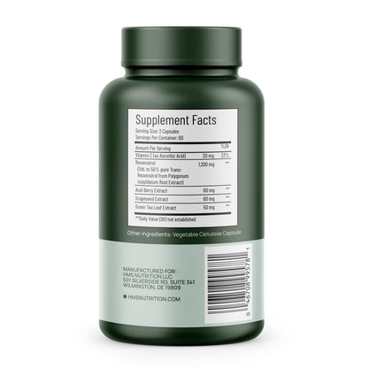 Resveratrol 1400mg 120 Capsules | High Potency Trans-Resveratrol, Antioxidants & Heart Health