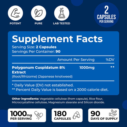 We Like Vitamins Resveratrol 1000mg per Serving – 180 Veggie Capsules