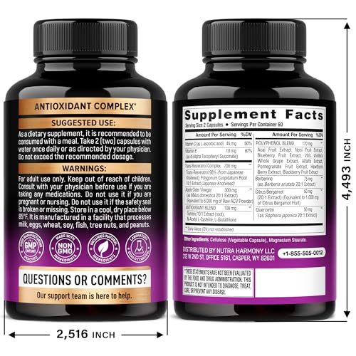 Resveratrol 19-in-1 Polyphenol Complex – Made in USA – 120 Capsules