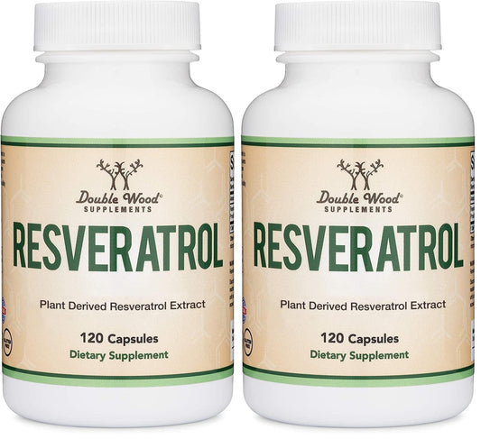 Resveratrol 500mg per Serving – 120 Capsules (Pack of 2) | Double Wood BritishVita | Premium UK Vitamins & Wellness Supplements