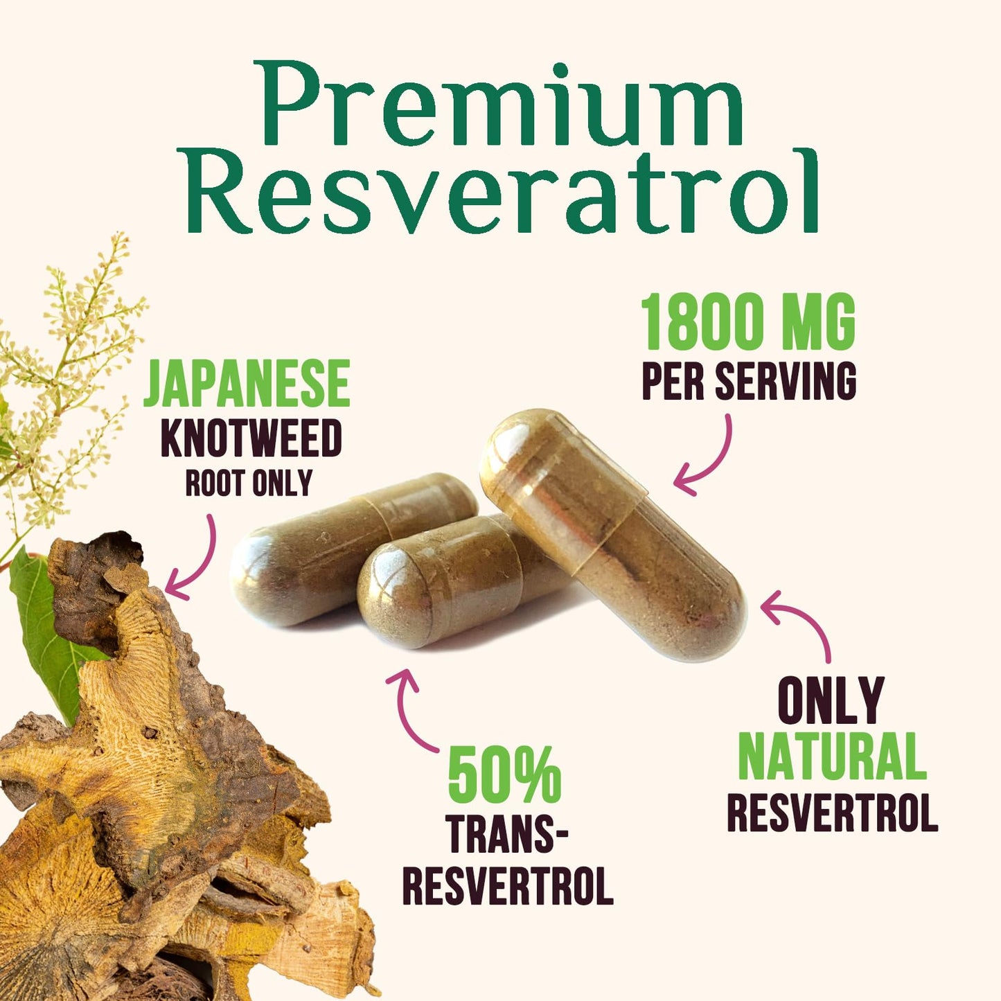 Resveratrol 1800mg - Extra Strength Antioxidants | Immune & Heart Health | 120 Vegan Capsules