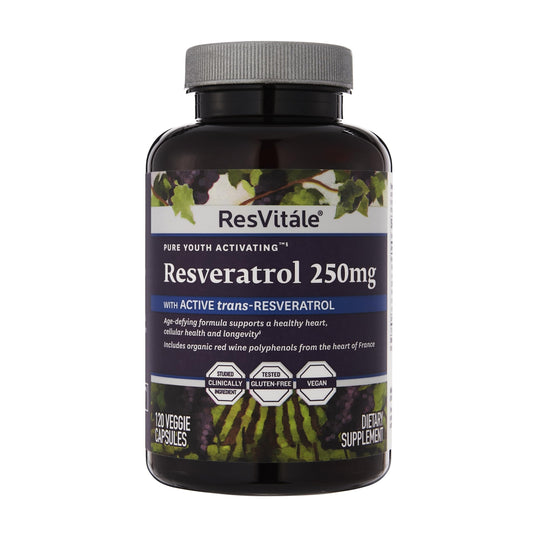 ResVitále Resveratrol 250 mg - 120 Veggie Capsules | Longevity BritishVita | Premium UK Vitamins & Wellness Supplements