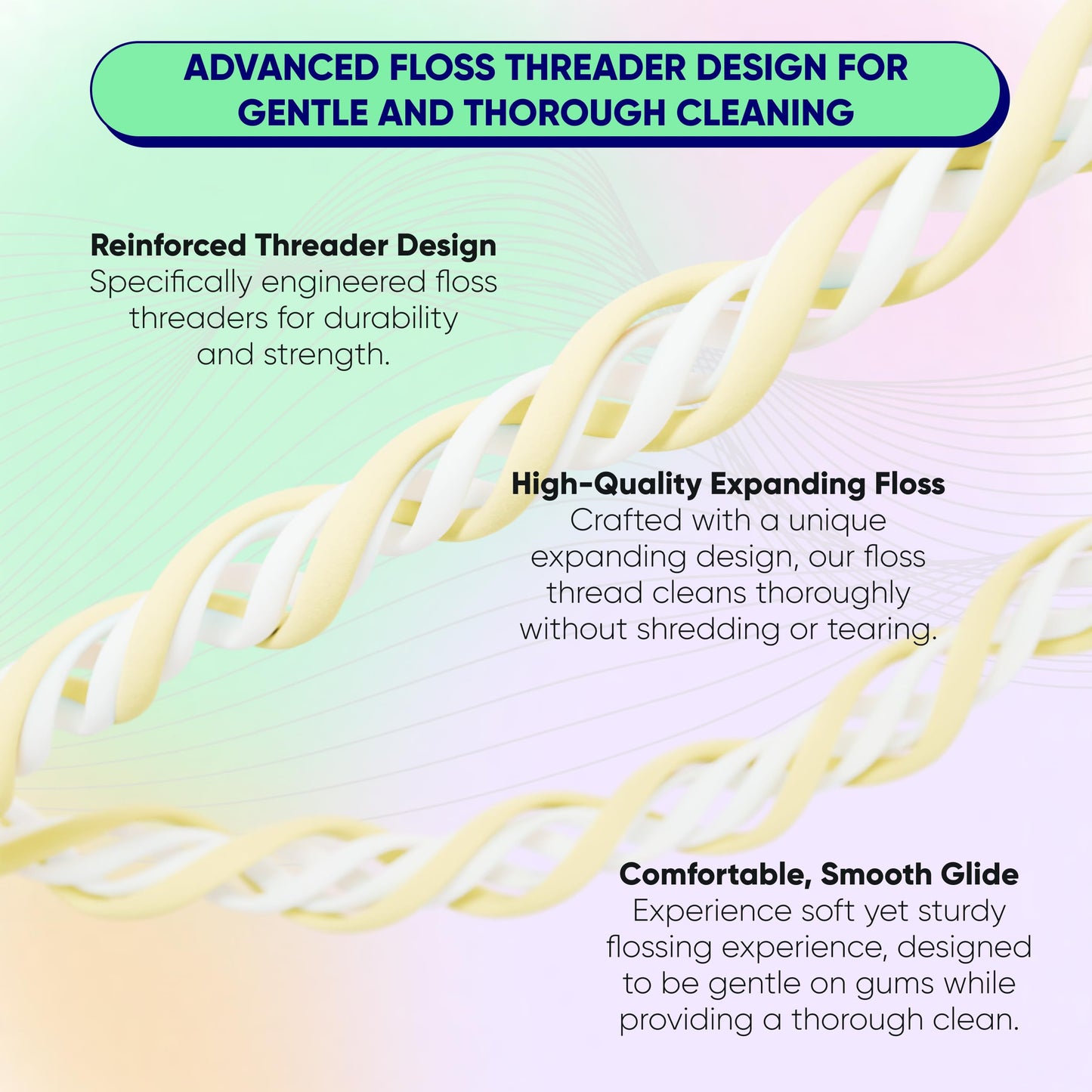 Something Nice NanoFloss Threader – Bubblegum, 42M Vegan Floss with Nano Hydroxyapatite