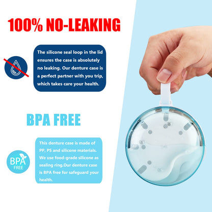 Leak-Proof Denture Case with Brush – Travel Retainer Box Set with Mirror